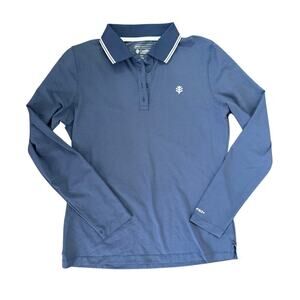 Coolibar Women's Birdie Long Sleeve Golf Polo UPF 50+ UV Protect Preppy Blue M